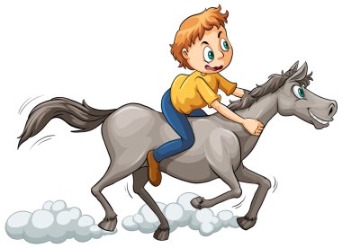 A boy riding a horse clipart
