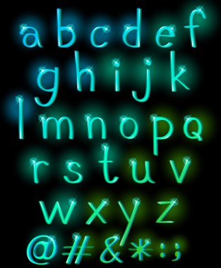Sparkling letters of the alphabet clipart