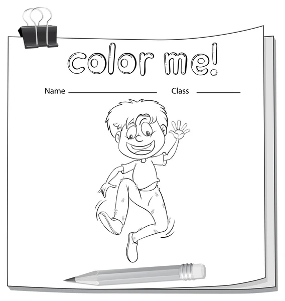 Worksheet showing a boy — Stock Vector