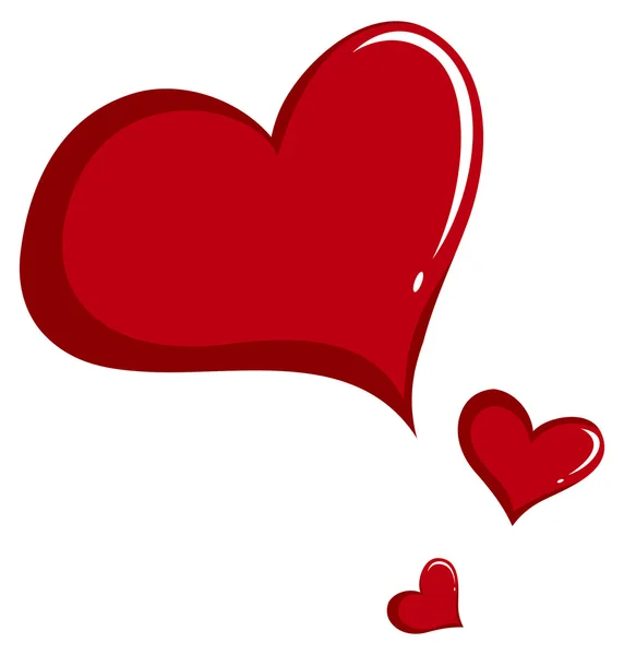 Три красных сердца — стоковый вектор