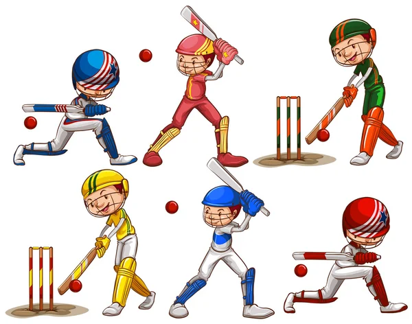 Gente jugando cricket — Vector de stock