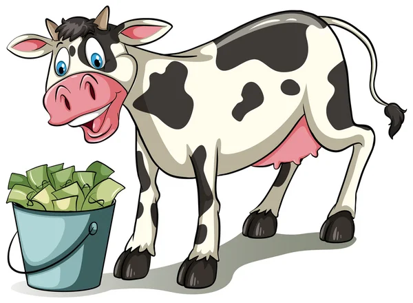 A cow watching the pail — Stock Vector