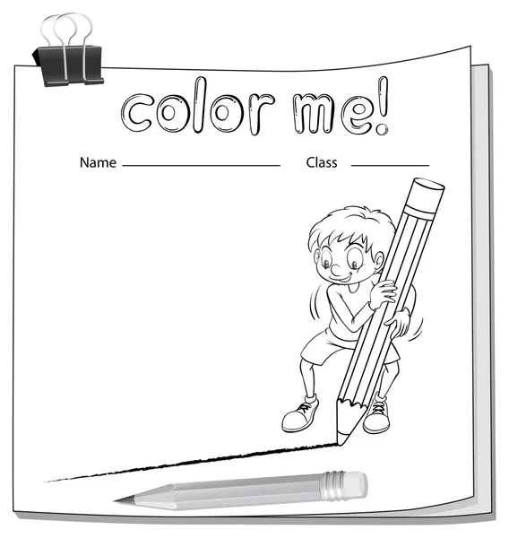 Worksheet showing a boy drawing a line — Stock Vector