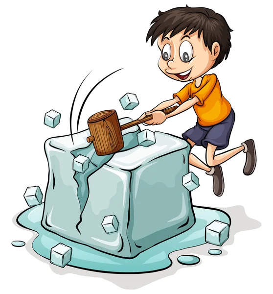 Chico rompiendo el hielo — Vector de stock