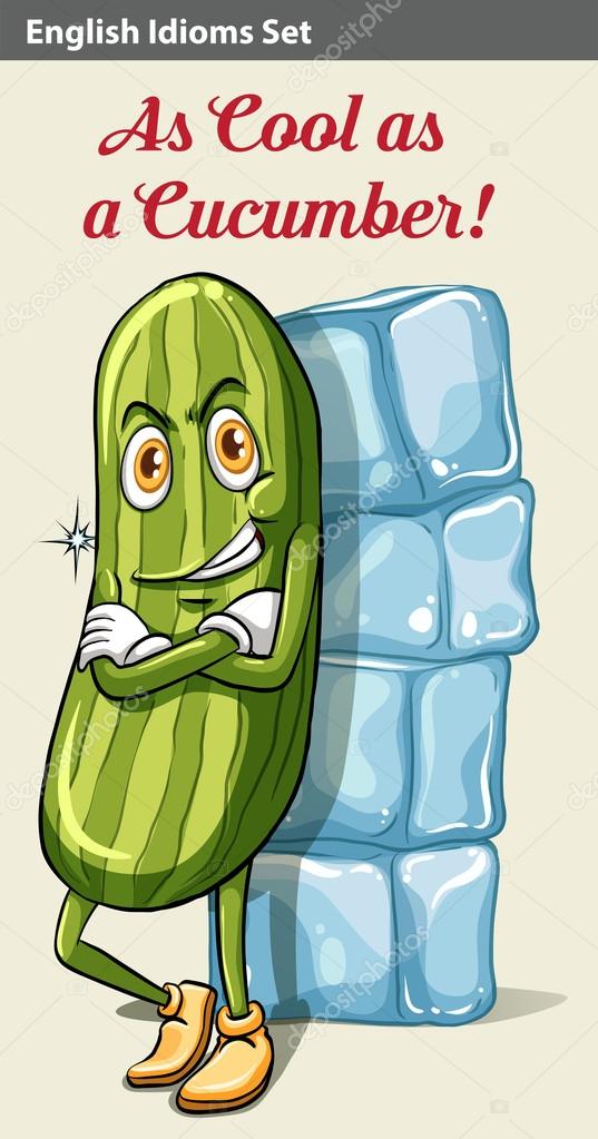 A cucumber beside the icecubes