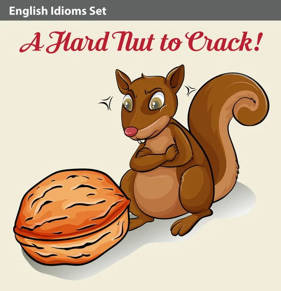 English idom showing a hard nut — Stock Vector