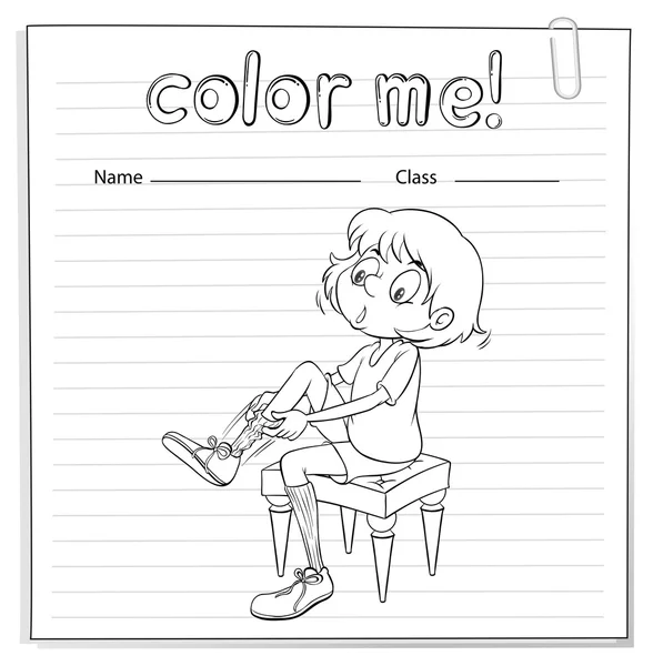 Hoja de trabajo para colorear con una chica — Archivo Imágenes Vectoriales