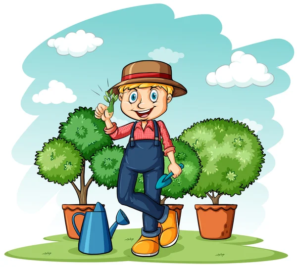 Gardener showing his thumb — Stock Vector