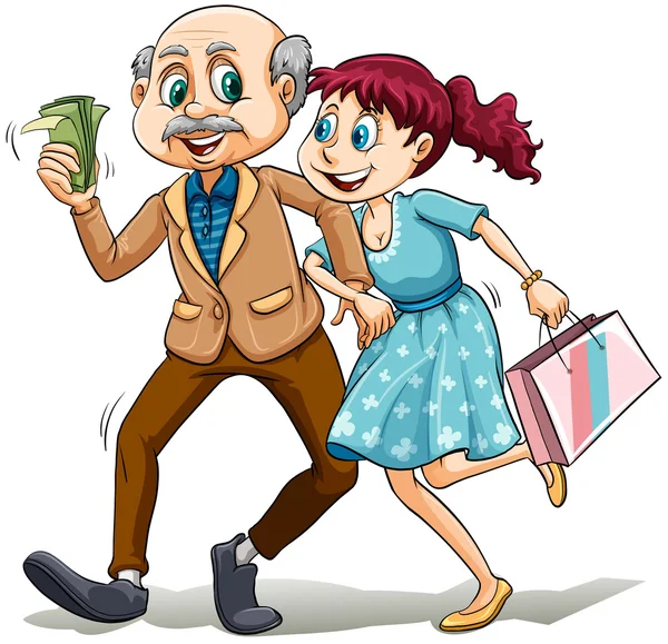 Young lady with her sugar daddy — Stock Vector