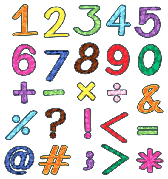 Цветные числа и математические операции — стоковый вектор