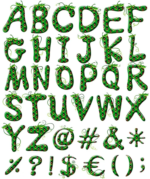 Letras maiúsculas do alfabeto na cor verde —  Vetores de Stock
