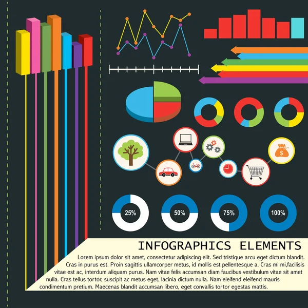 Elementos infográficos com gráficos —  Vetores de Stock
