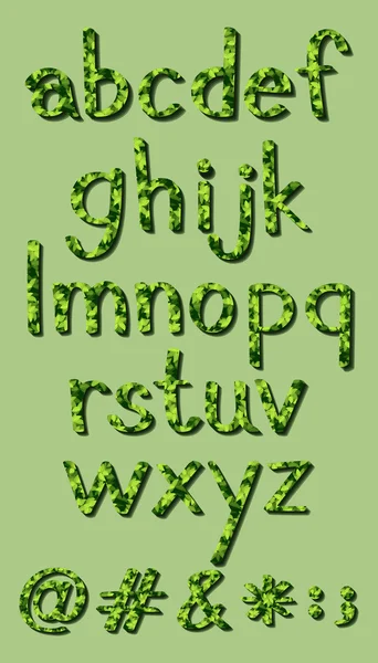 Letras del alfabeto en colores verdes — Archivo Imágenes Vectoriales