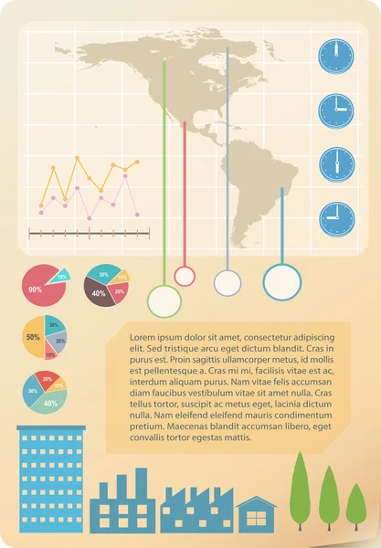 Infochart 模型的一张地图 — 图库矢量图片