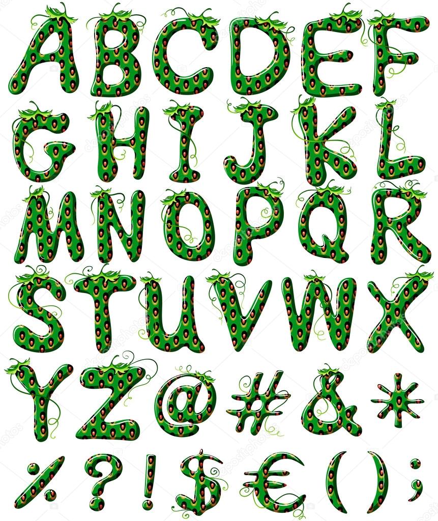 Imágenes Abecedario De Color Verde Letras Mayúsculas Del