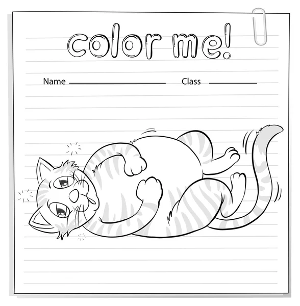 Coloring worksheet with a cat — Stock Vector