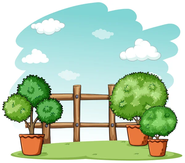 Сад з парканом — стоковий вектор