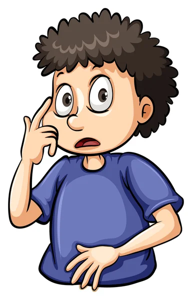 Boy pointing at his eye — Stock Vector