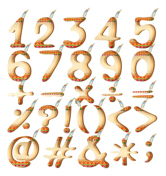 Figuras numéricas en obras de arte indias — Vector de stock
