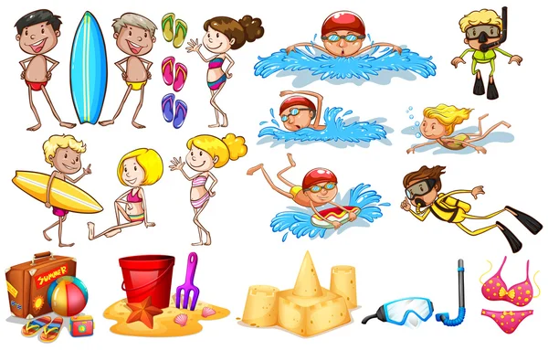 Grupo de niños disfrutando del verano — Vector de stock