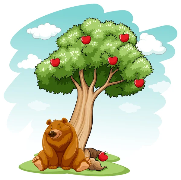 Bear under the tree — Stock Vector