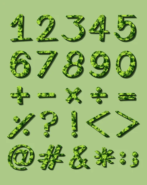 Figuras numéricas con obras de arte verde — Vector de stock