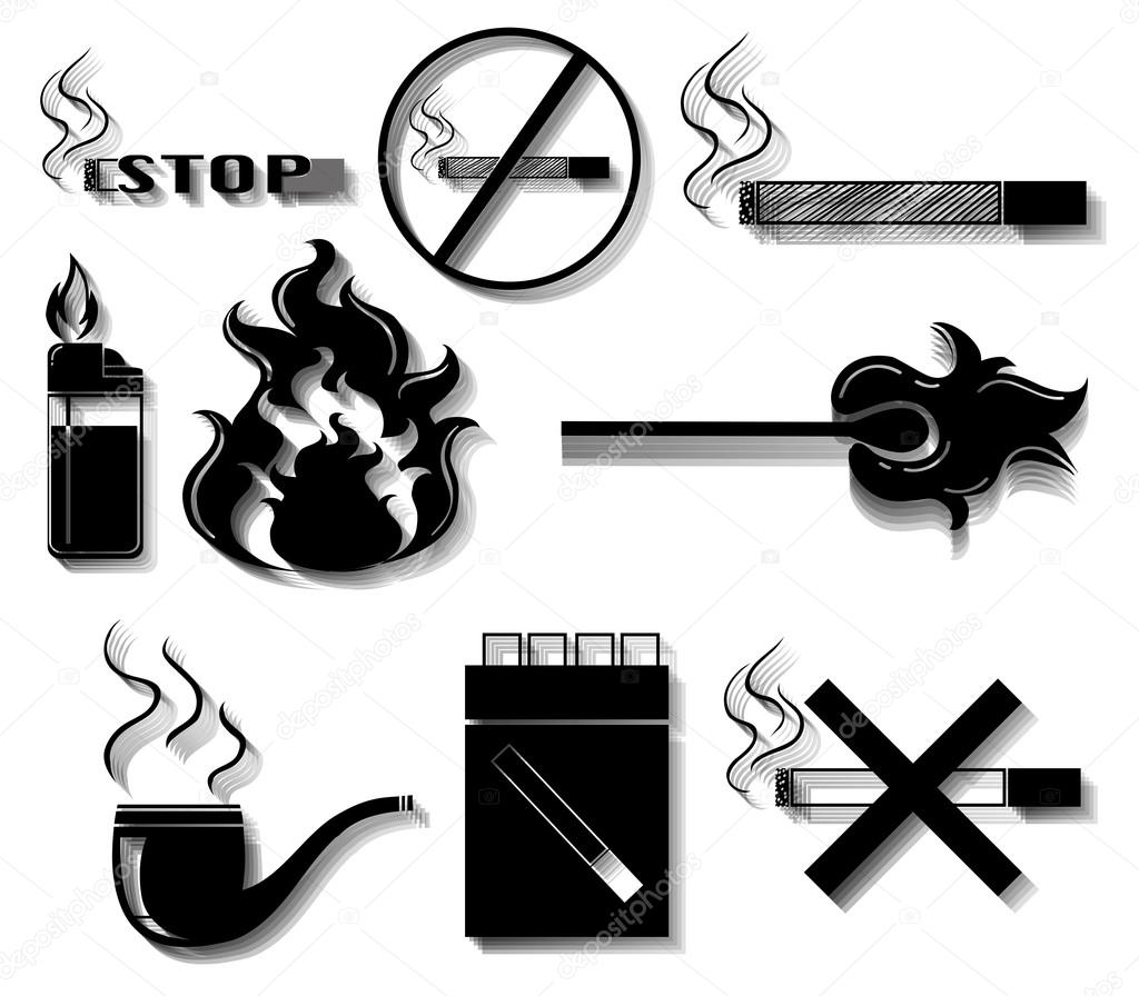 Smoking icons in black color