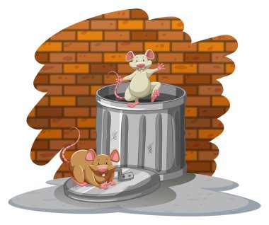 Trashbin ile oynarken fareler