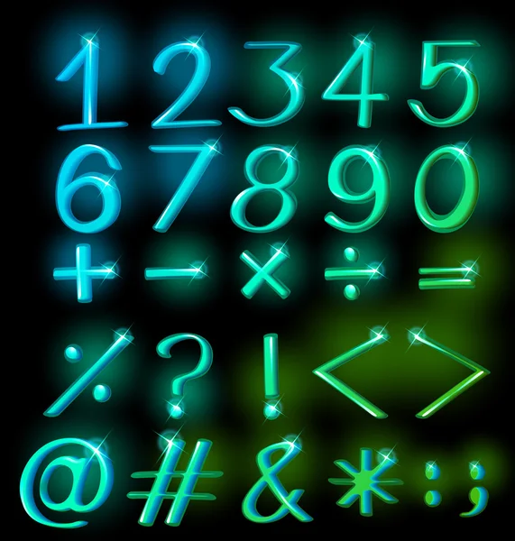 Nombres en couleurs fluo scintillantes — Image vectorielle