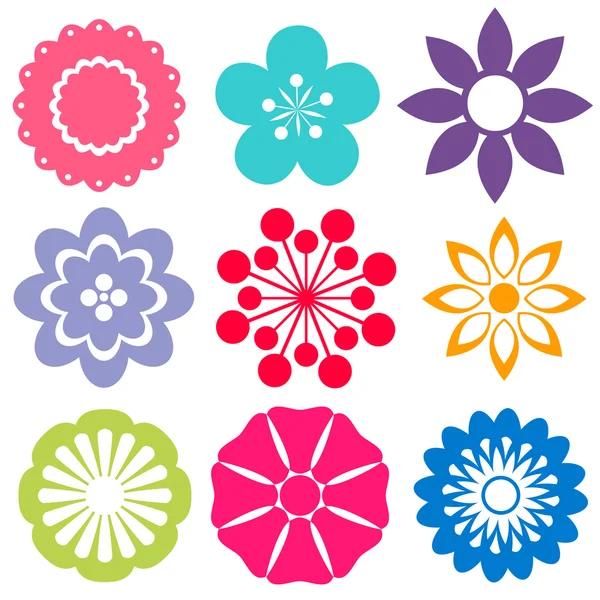 Conjunto de flores de colores — Vector de stock