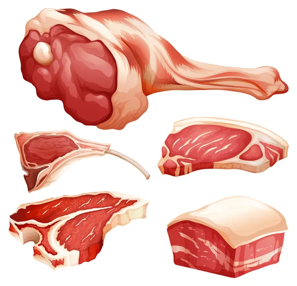Set di carni bovine — Vettoriale Stock