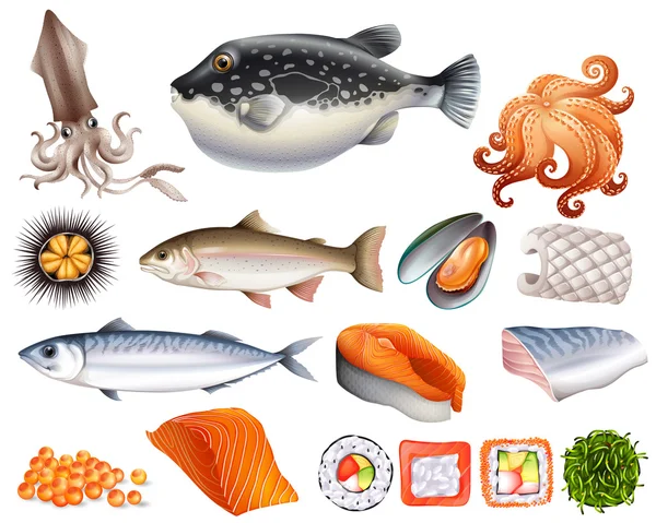 Seafood — Stock Vector