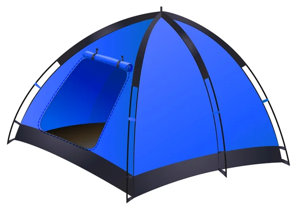 A fehér-kék kemping sátor — Stock Vector