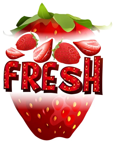 Fresas frescas con texto — Archivo Imágenes Vectoriales