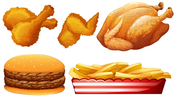 Kip en fast-food — Stockvector