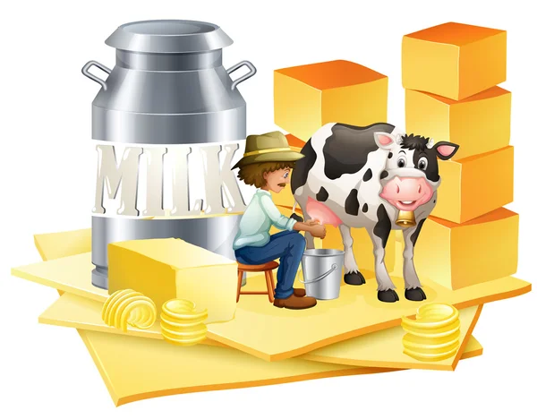 Dairy farmer with cheese — Stock Vector