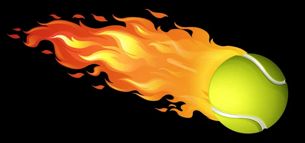 Flaming tennis ball on black — Stock Vector