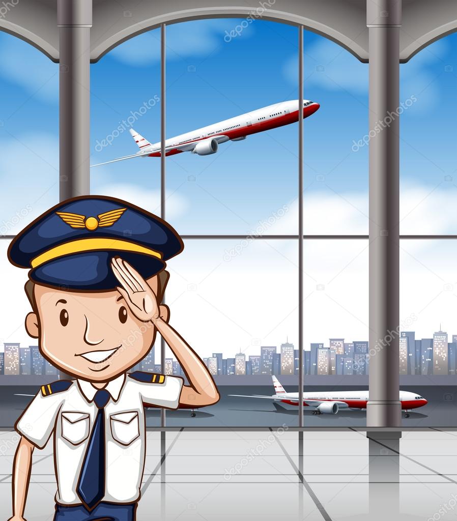 Airline captain at airport