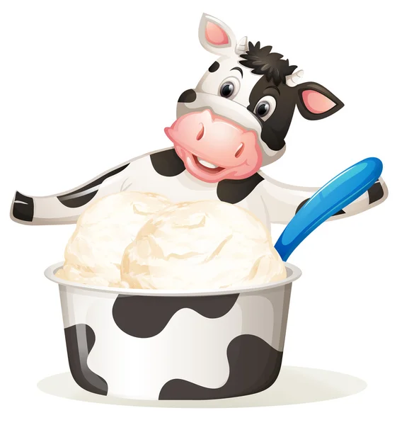 Vaca con helado de leche — Vector de stock