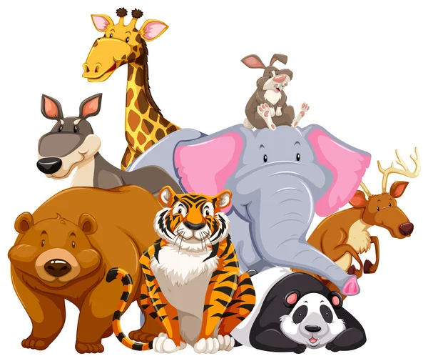 Animales personajes en blanco — Archivo Imágenes Vectoriales