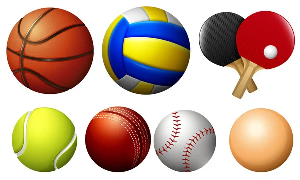 Sportovní míče na bílém pozadí — Stockový vektor