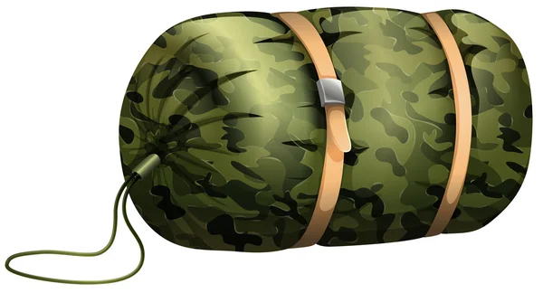 Camouflage sleeping bag on white — Stock Vector