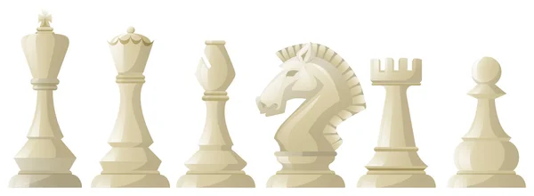 Pièces d'échecs blanches dans une rangée — Image vectorielle