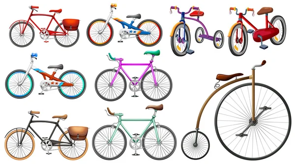 Set de bicicletas en blanco — Archivo Imágenes Vectoriales