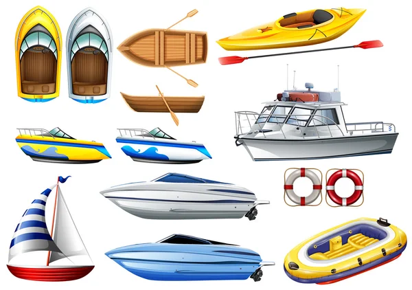 Boats and varying sizes — Stock Vector