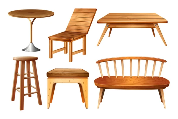 Conjunto de sillas y mesas — Vector de stock