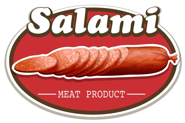 Etichetta alimentare di salame su bianco — Vettoriale Stock