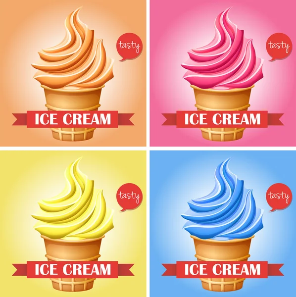 Crèmes glacées par lot de 4 — Image vectorielle