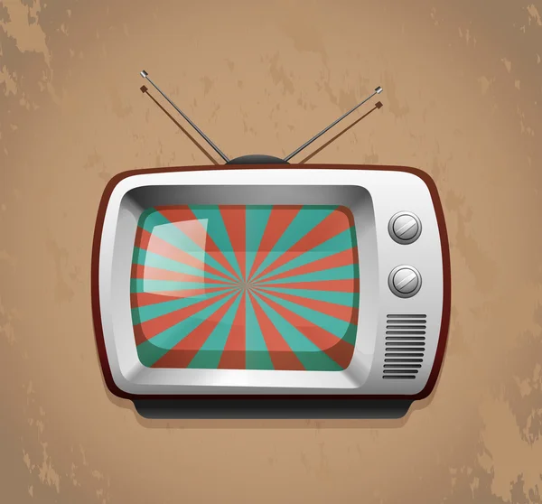 Retro television on grunge background — Stock Vector