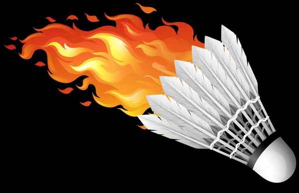 Flaming shuttlecock on black — Stock Vector